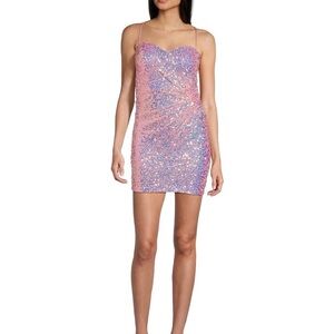 Pink Sequin Mini Dress